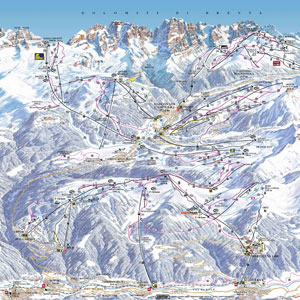 Cartina del comprensorio sciistico Marilleva-Madonna di Campiglio-Folgarida - Trentino